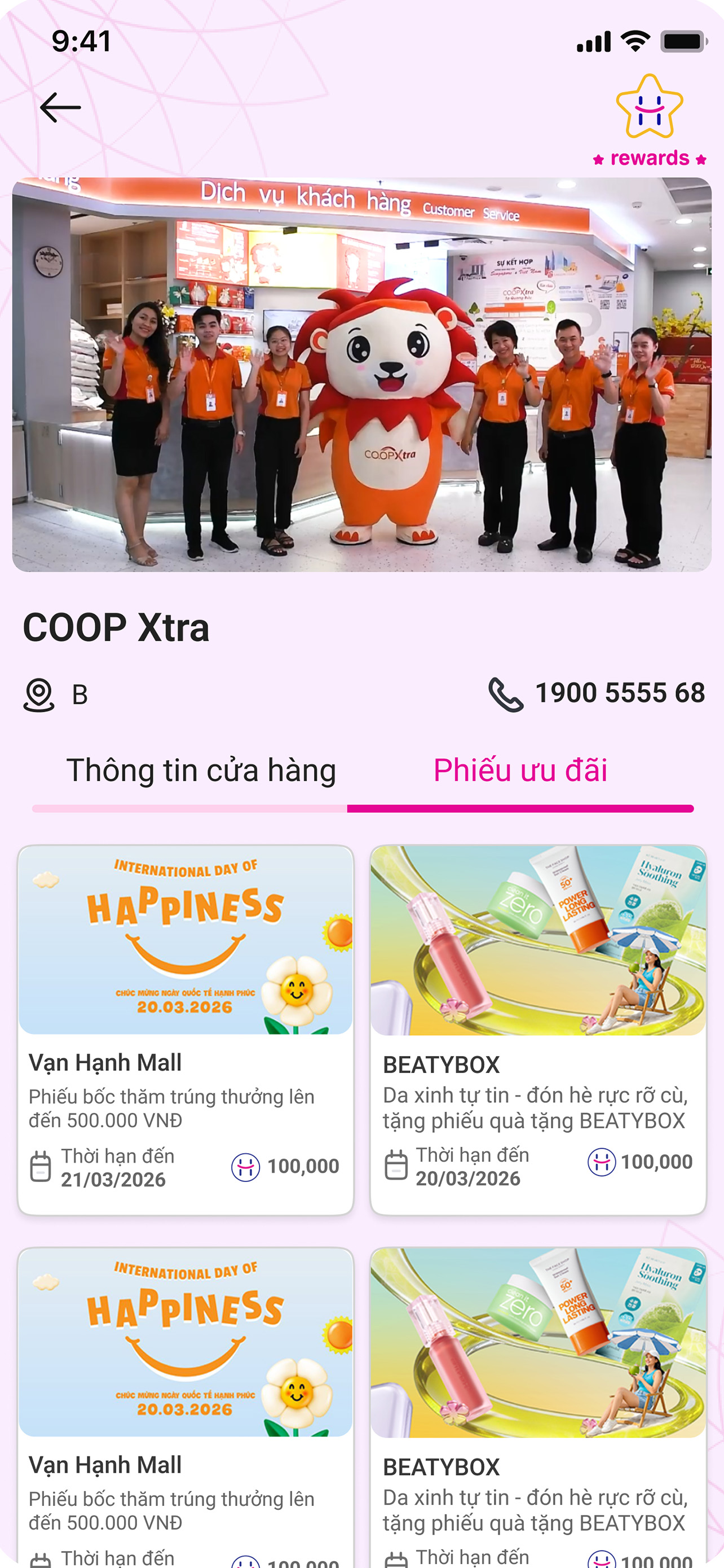 Phiếu ưu đãi riêng của cửa hàng trong app H-Rewards